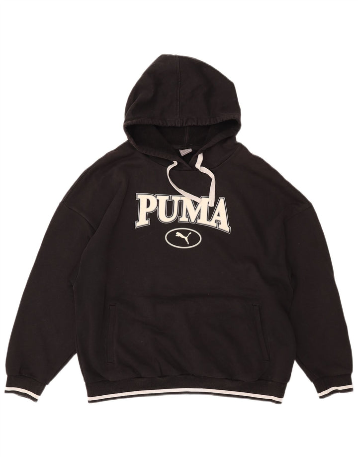 PUMA Pull à capuche graphique pour femme UK 16 Large Noir Coton