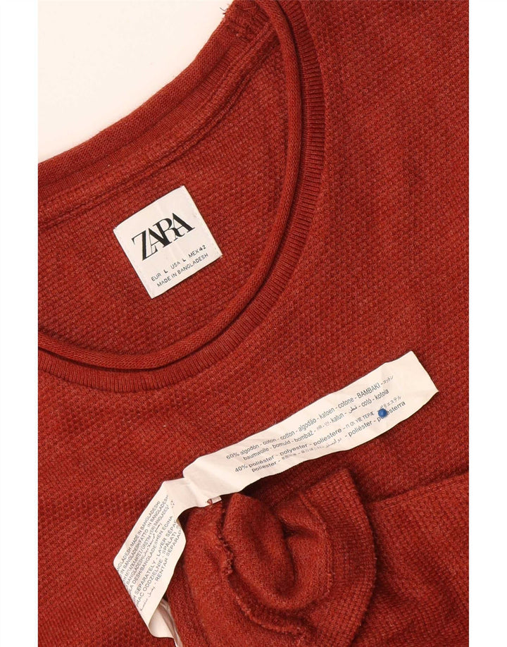 Zara Homme Top Manches Longues Grand Coton Rouge