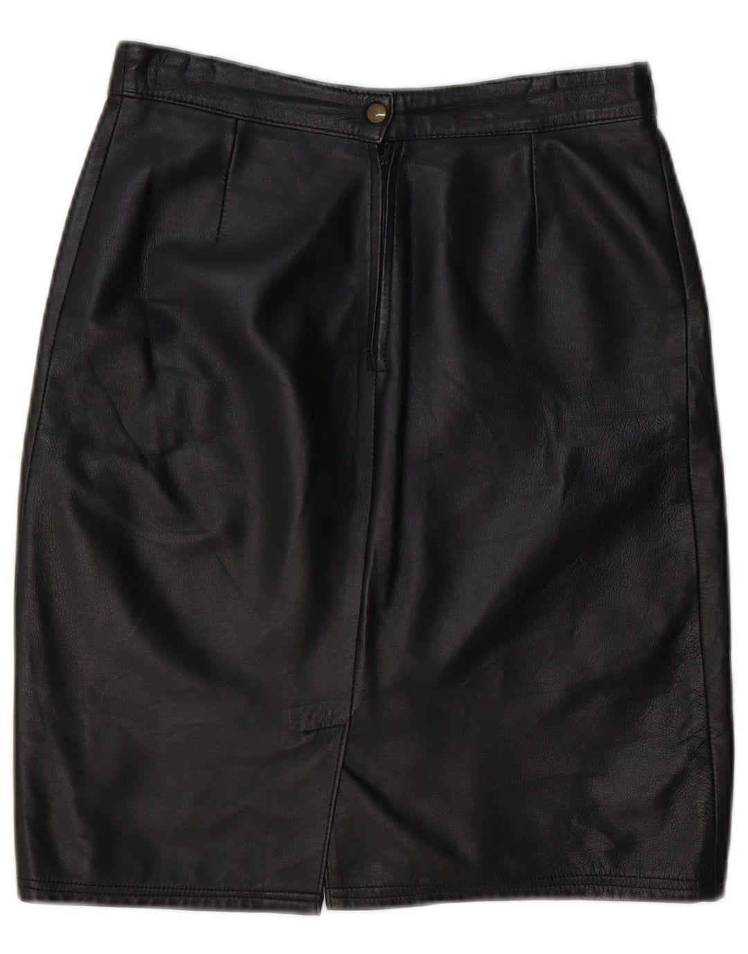 VINTAGE Jupe en cuir femme IT 44 Medium W28 Cuir noir
