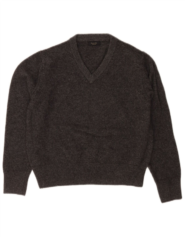 Massimo Dutti Pull coupe classique à col en V pour femme UK 10 Petit Gris