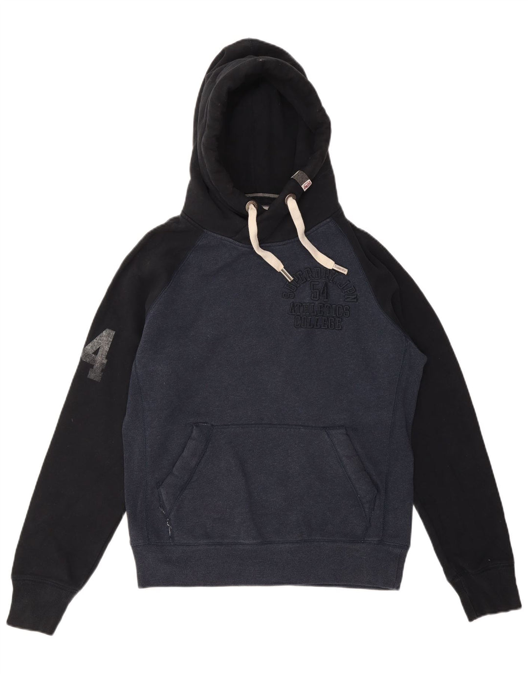 SUPERDRY Pull à capuche graphique pour hommes en coton color block bleu marine grand