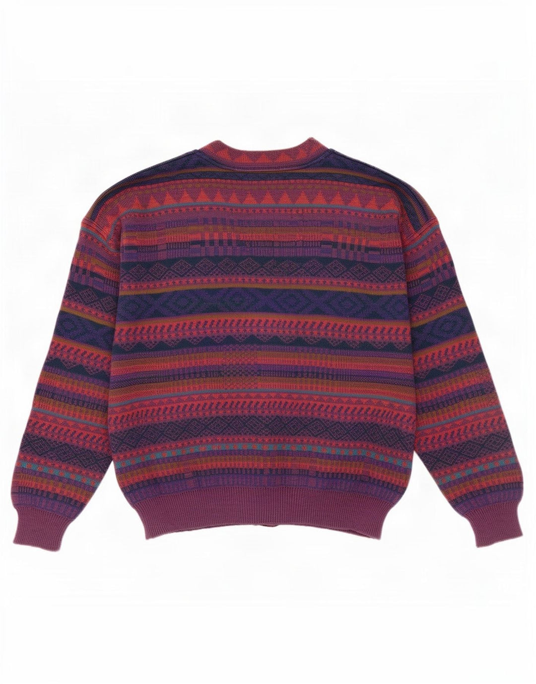 vintage Mens Cardigan Sweater IT 50 Moyen Multicolore Géométrique