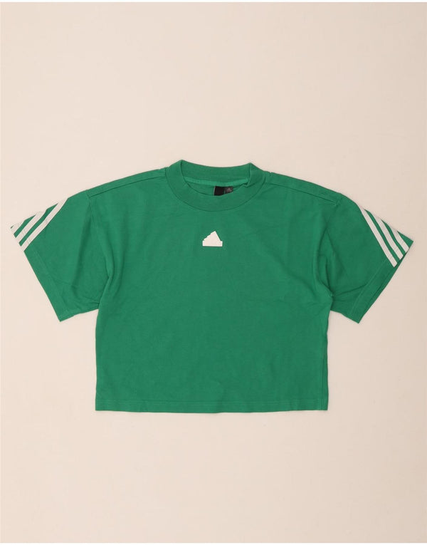 ADIDAS T-shirt court surdimensionné pour femme UK 4/6 XS Vert Coton