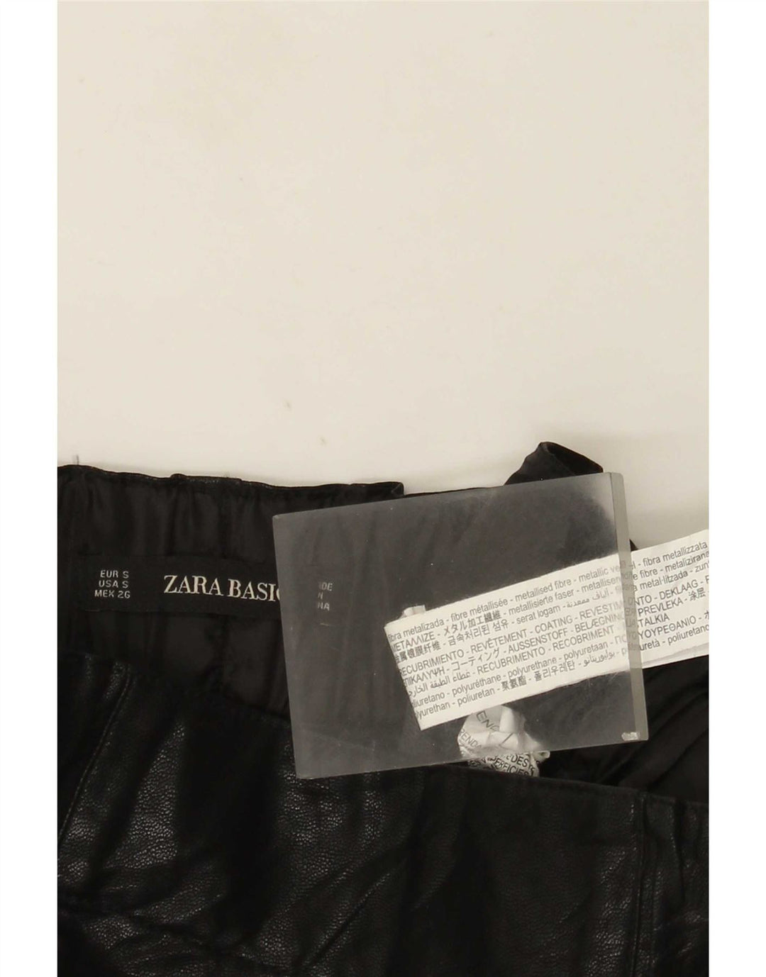 Zara Femme Mini Jupe En Simili Cuir Small W26 Noir Polyuréthane