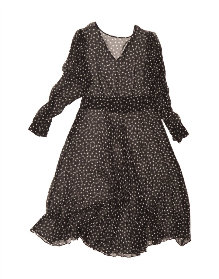 VINTAGE Womens See Through A-Line Dress UK 12 Medium Black Spotted Vintage Vintage and Second-Hand Vintage from Messina Hembry 