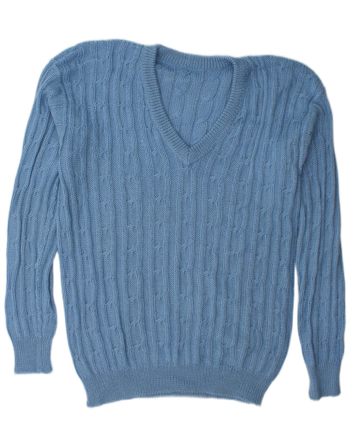 vintage Homme Col V Pull Pull XL Bleu