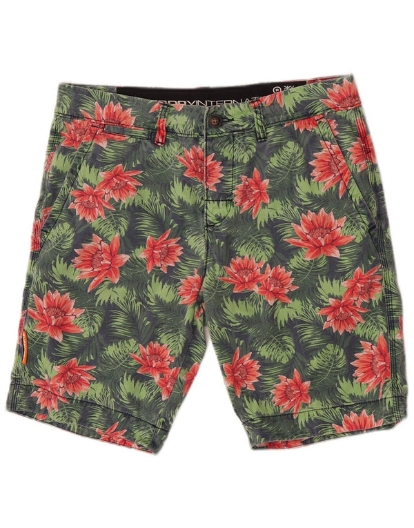 Superdry Short Chino Homme Medium W32 Vert Floral Coton