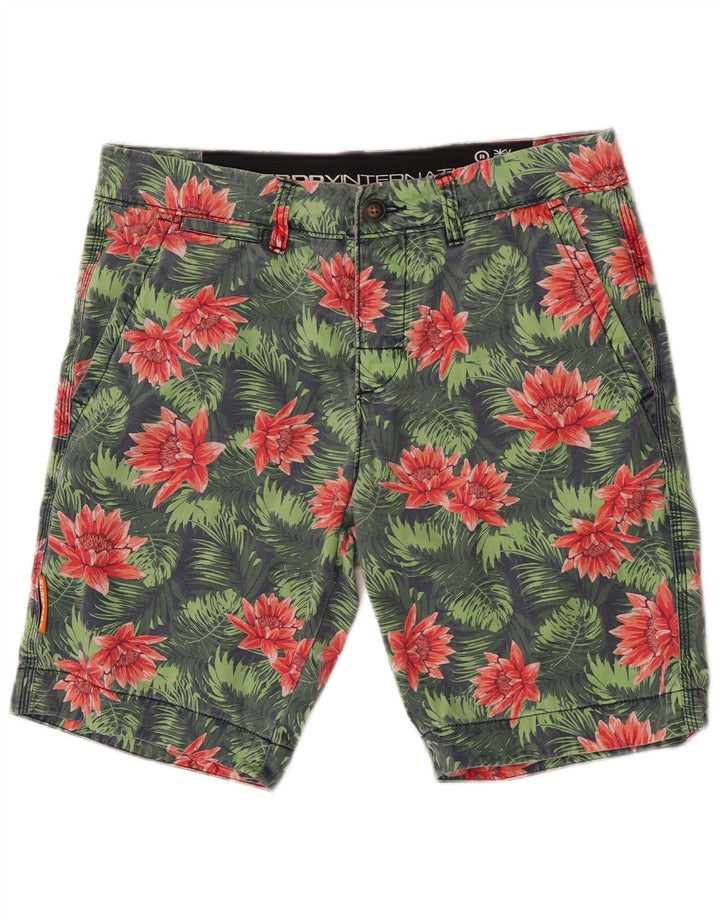 Superdry Short Chino Homme Medium W32 Vert Floral Coton