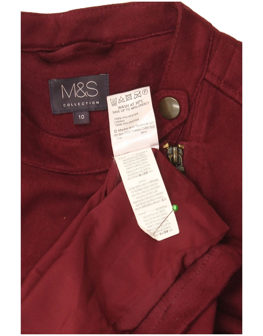 Marks & Spencer Veste de motard pour femme UK 10 Petit motard en polyester bordeaux