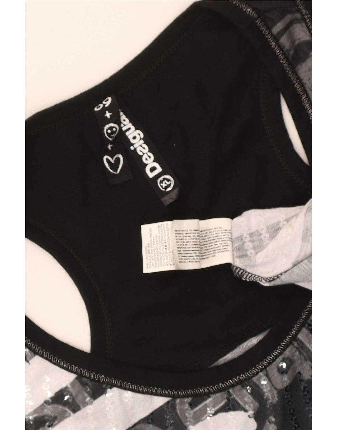 Desigual Femme Graphic Débardeur UK 18 XL Noir Polyester