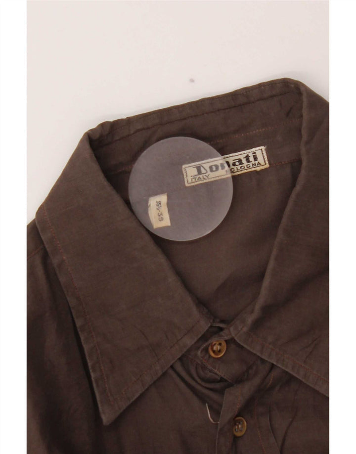 vintage Chemise Homme Taille 39 15 1/2 Brun Moyen