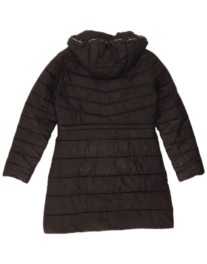 Calvin Klein Manteau rembourré à capuche pour femme UK 14 Medium Noir Polyester