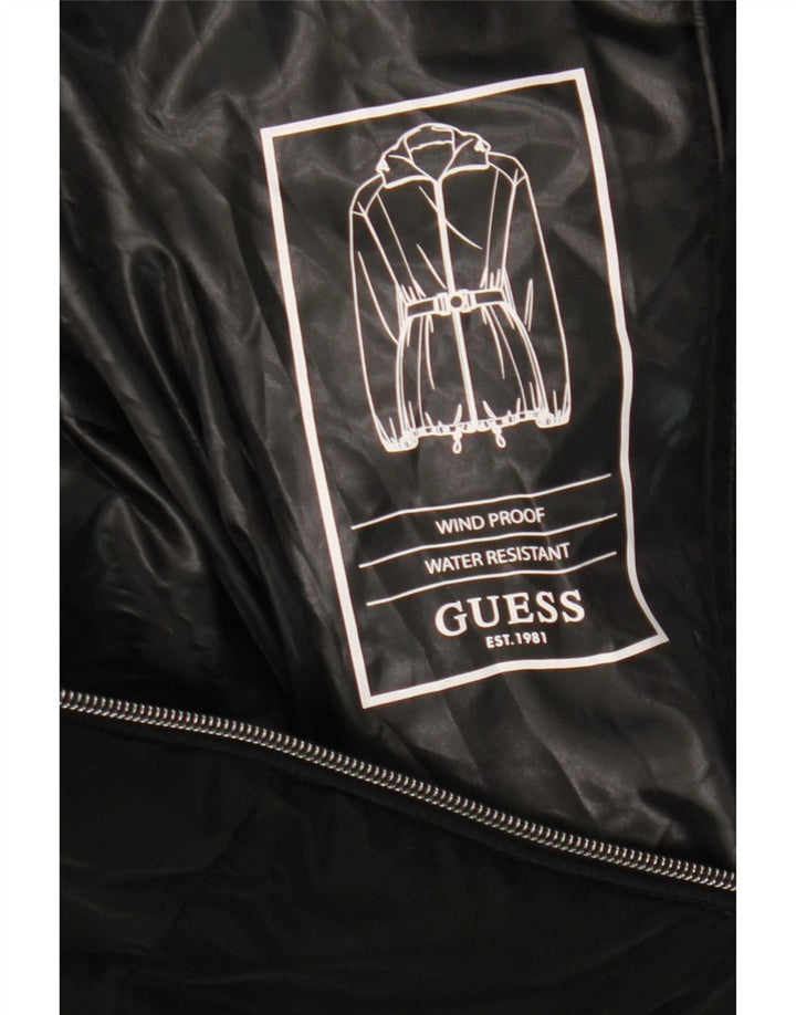 Guess Veste matelassée à capuche pour femme UK 12 Medium Noir Polyester