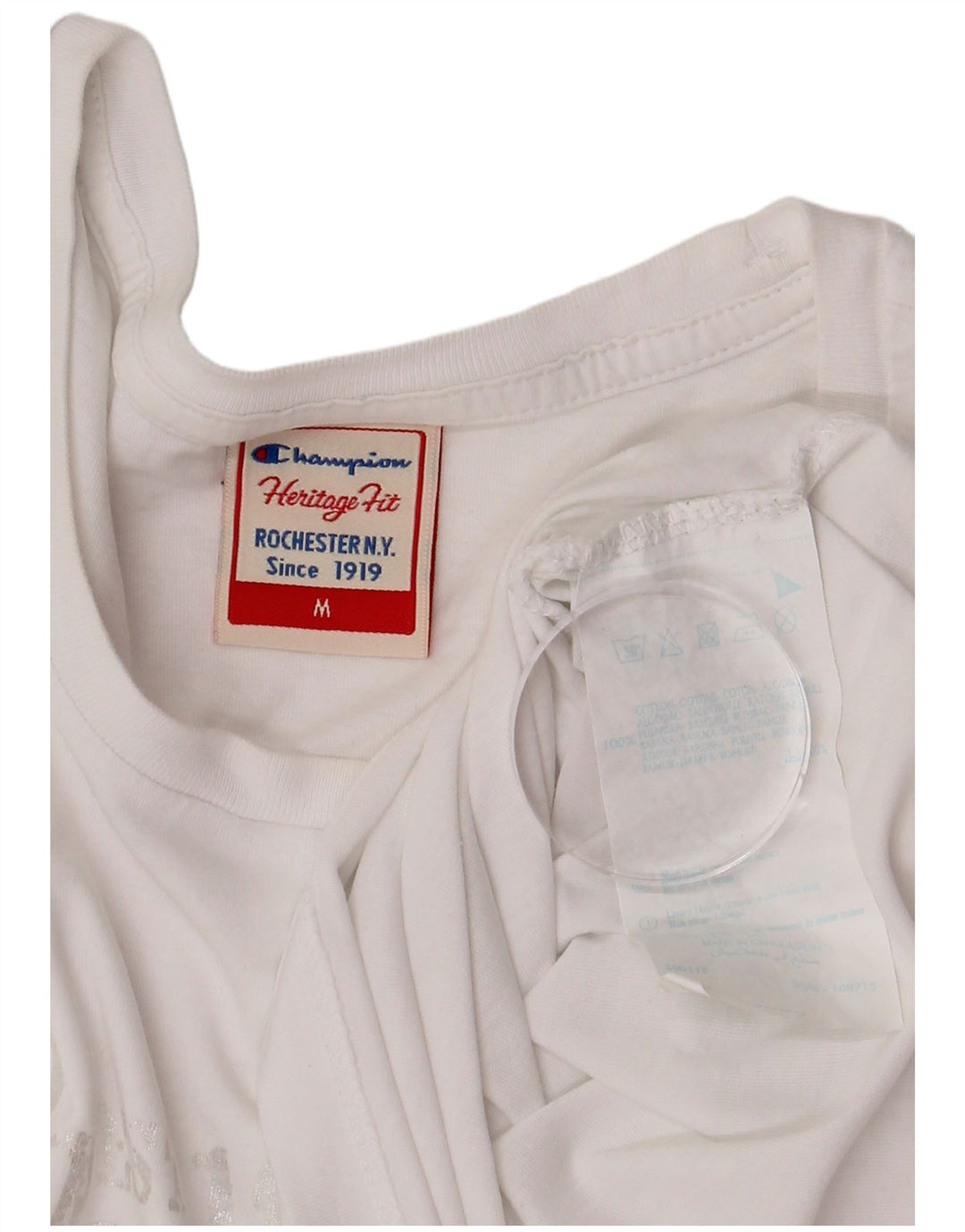 Champion T-shirt graphique Herritage Fit pour femme UK 12 en coton blanc moyen