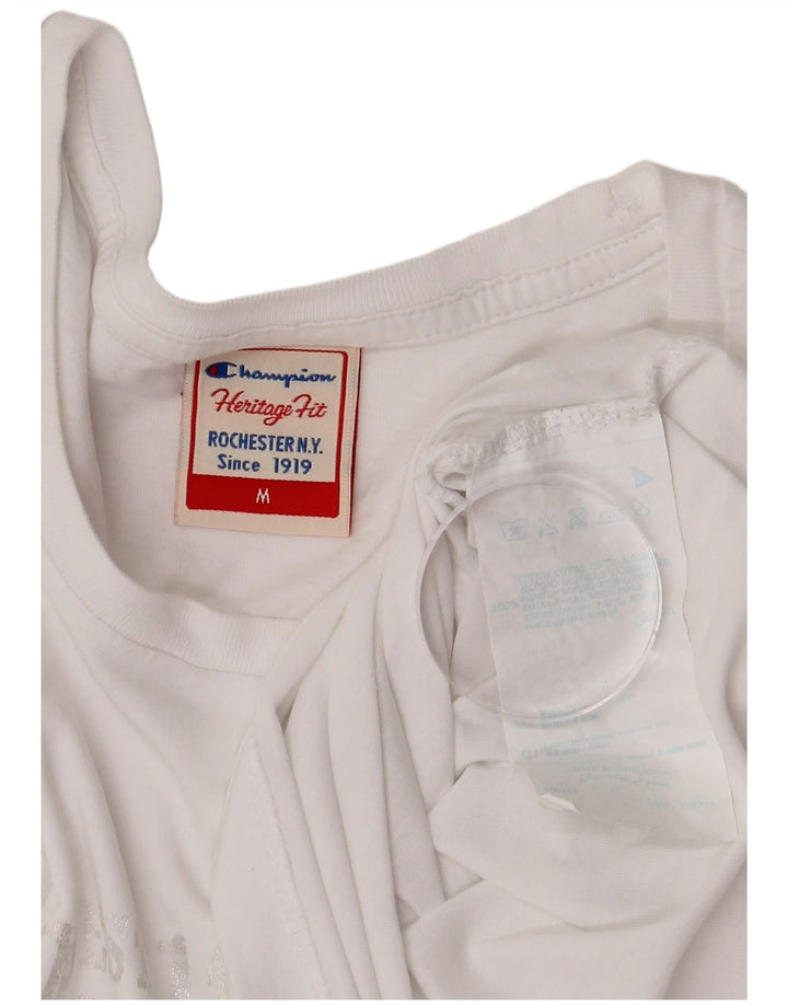 Champion T-shirt graphique Herritage Fit pour femme UK 12 en coton blanc moyen