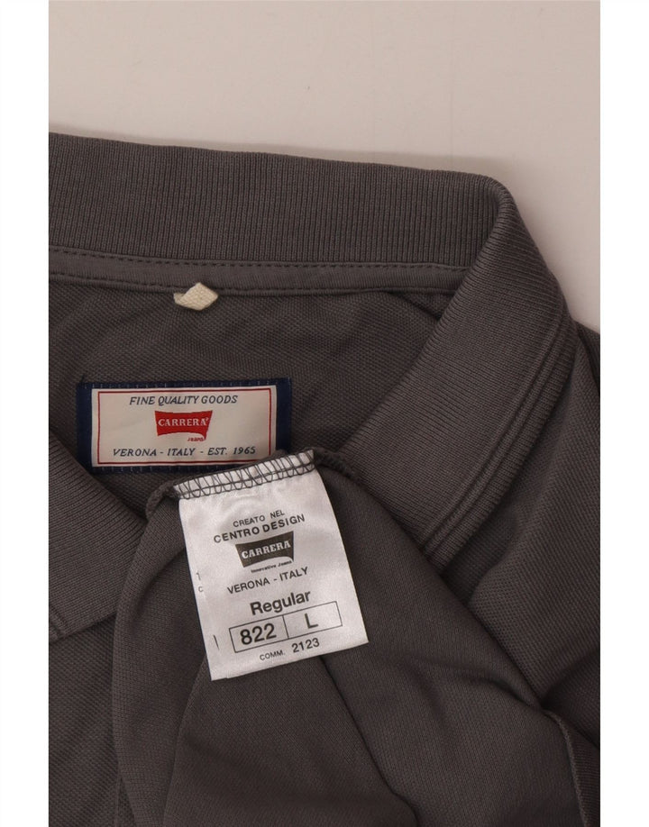 Carrera Polo à manches longues pour hommes, coupe régulière, grand coton gris