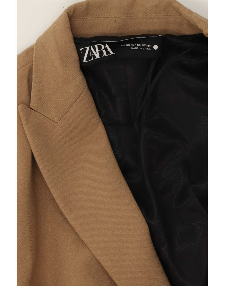 Zara Veste blazer surdimensionnée à double boutonnage pour femme UK 6 XS Beige