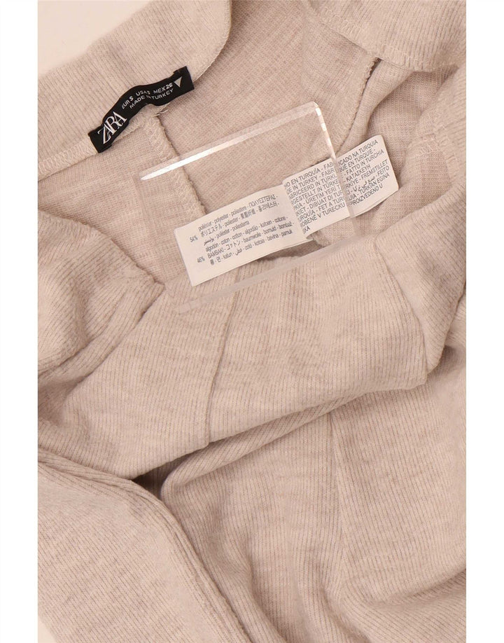 Zara Pantalon large en tricot pour femme Petit W28 L30 Gris Polyester