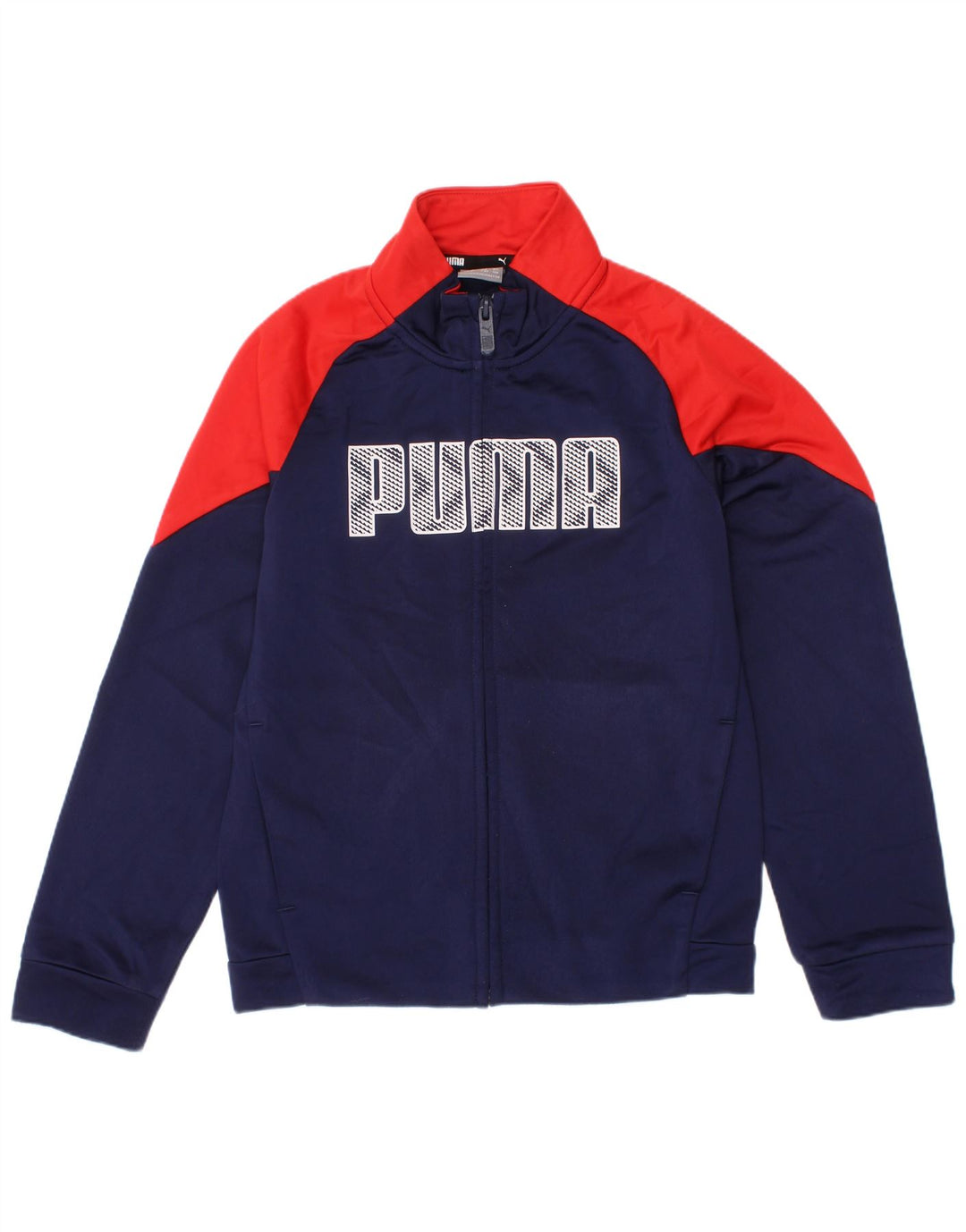 Puma Veste de survêtement graphique pour garçon 7-8 ans Bleu marine Colourblock