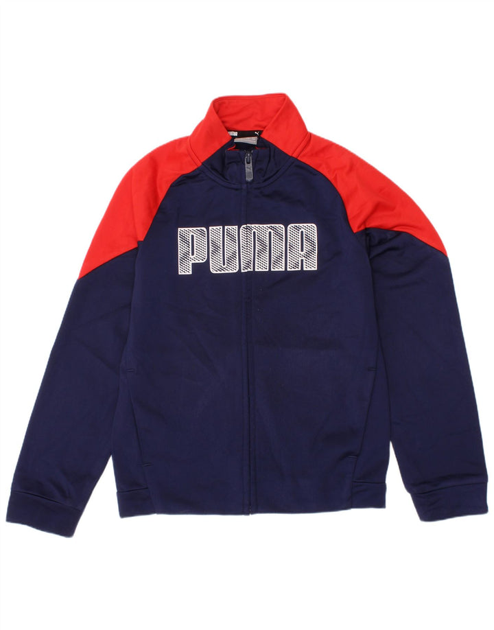 Puma Veste de survêtement graphique pour garçon 7-8 ans Bleu marine Colourblock