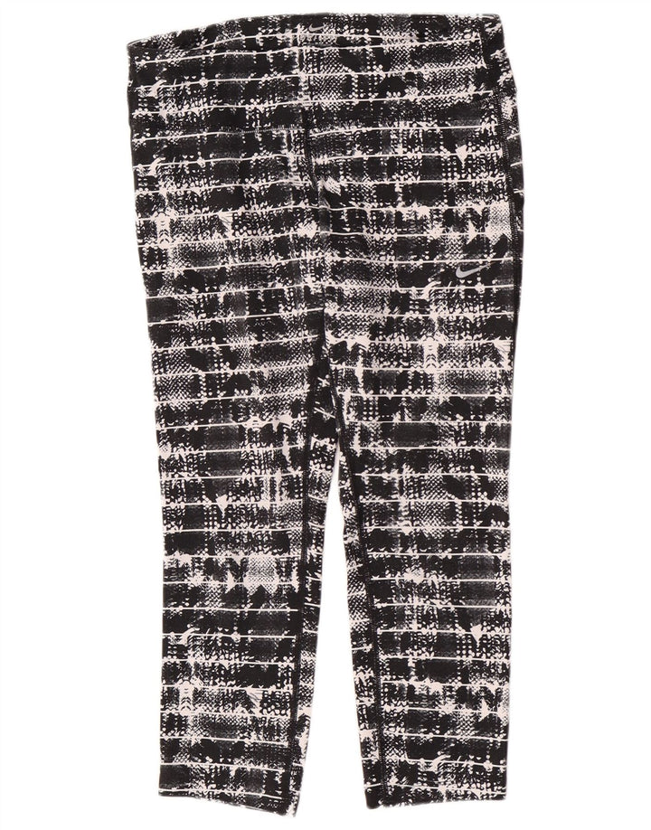 Nike Legging Capri Femme UK 42 Polyester Géométrique Noir Moyen