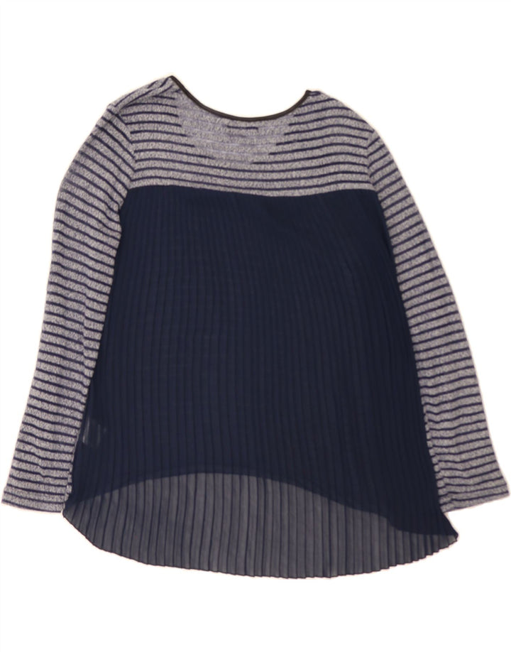QUIZ Womens Top Long Sleeve UK 14 Large Navy Blue Striped Polyester Vintage Quiz and Second-Hand Quiz from Messina Hembry 