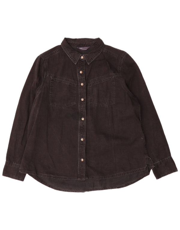 Marks & Spencer Chemise en jean pour femme UK 16 Large Noir Coton