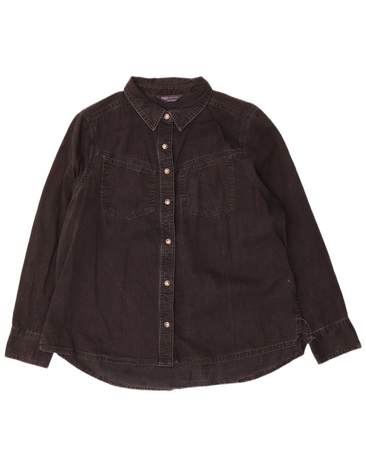 Marks & Spencer Chemise en jean pour femme UK 16 Large Noir Coton