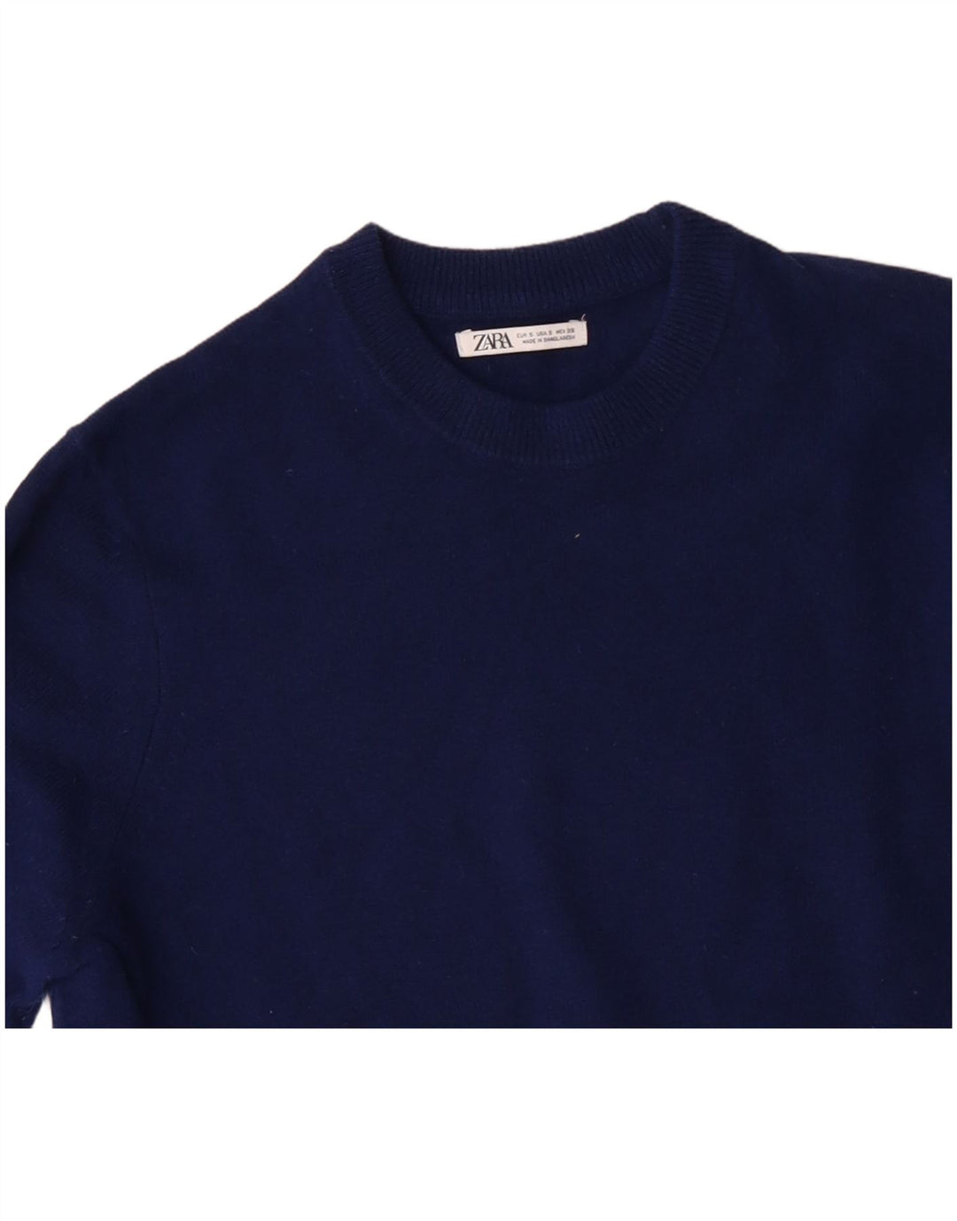 ZARA Pull surdimensionné à col rond pour femme UK 10 Petit Bleu marine