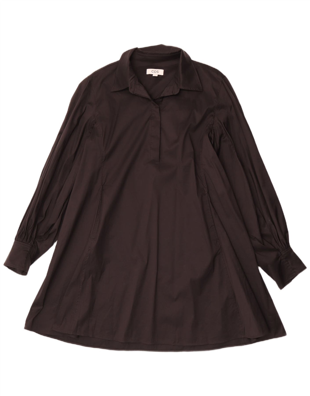 Cos Robe trapèze à manches longues pour femme EU 44 en coton noir moyen