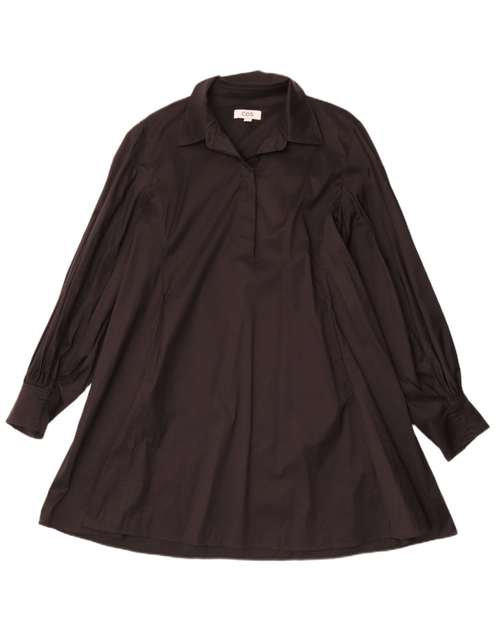 Cos Robe trapèze à manches longues pour femme EU 44 en coton noir moyen