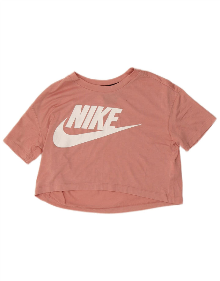 NIKE Femmes Crop Graphic T-Shirt Top UK 10 Petit Rose Polyester