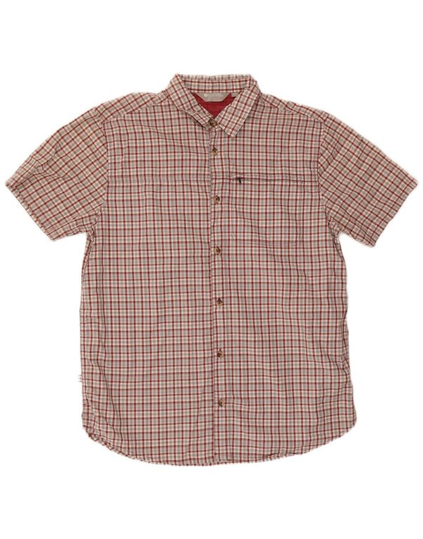 Mountain Warehouse Chemise à manches courtes pour homme en coton à carreaux rouges