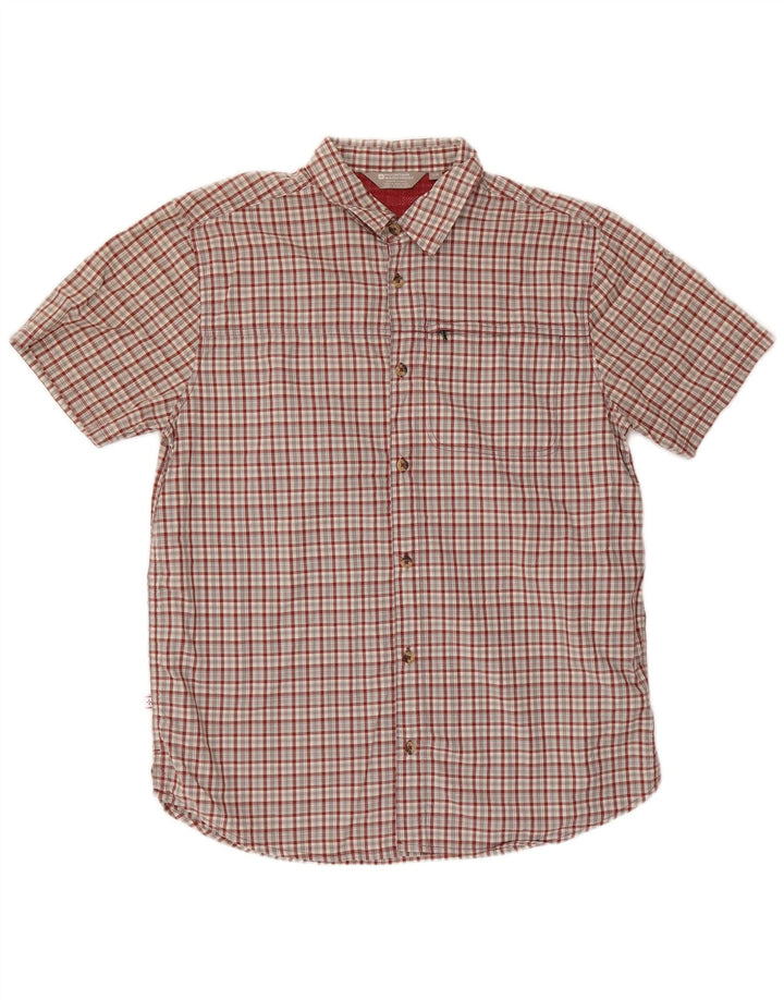 Mountain Warehouse Chemise à manches courtes pour homme en coton à carreaux rouges