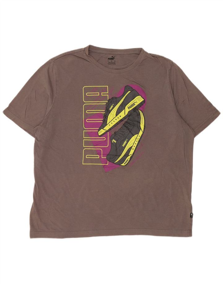 PUMA T-Shirt Graphique Homme XL Gris Coton