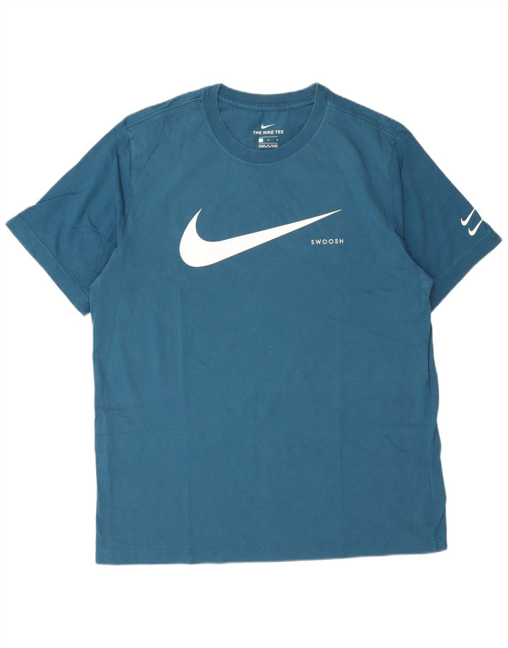 NIKE T-shirt graphique pour hommes, grand, bleu, coton