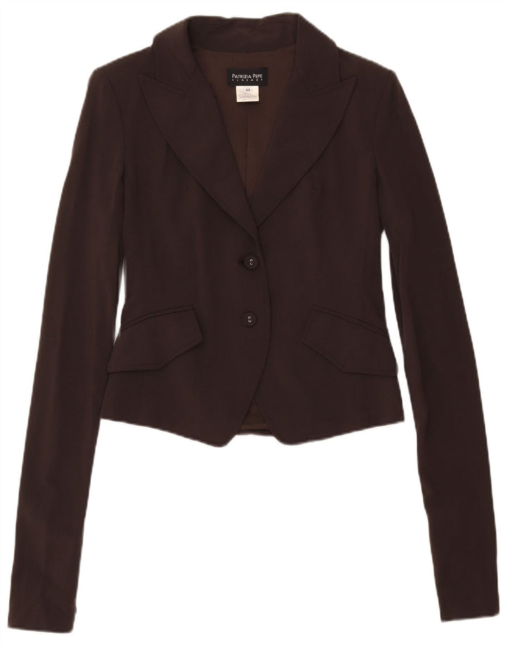 Patrizia Pepe Veste blazer courte à 2 boutons pour femme IT 44 laine marron moyen