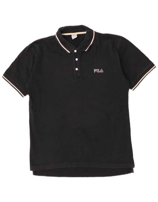 Fila Polo Homme Large Noir Rayé Coton