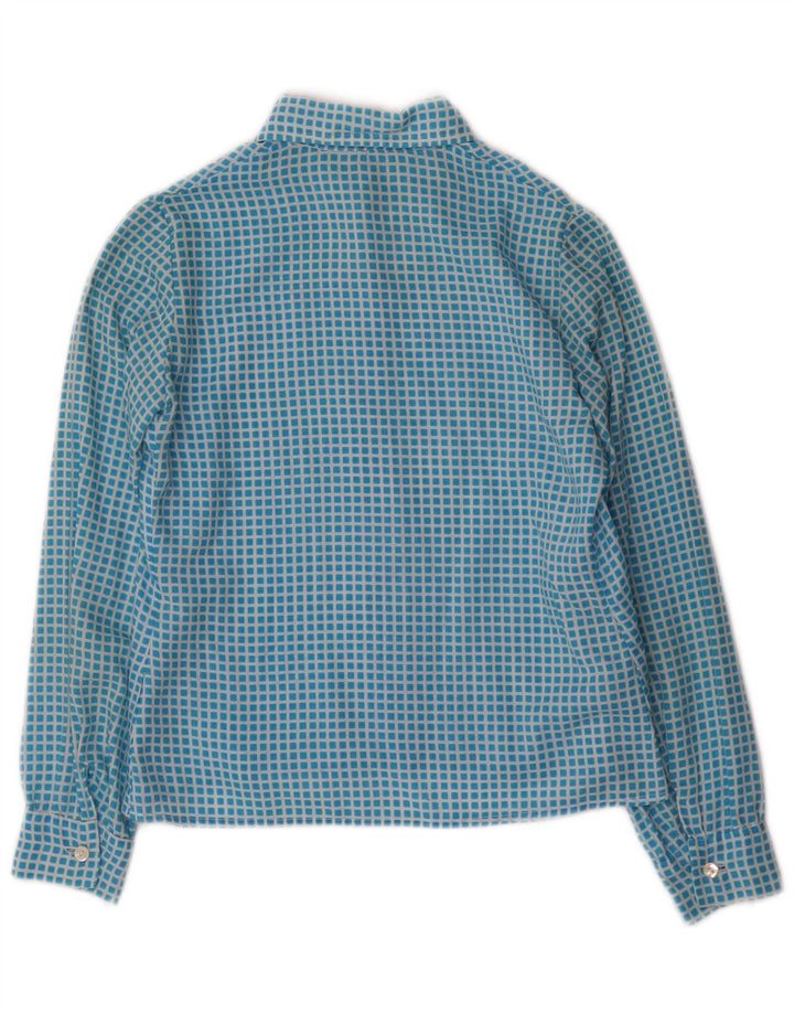 chemise femme vintage UK 10 Petit chèque bleu