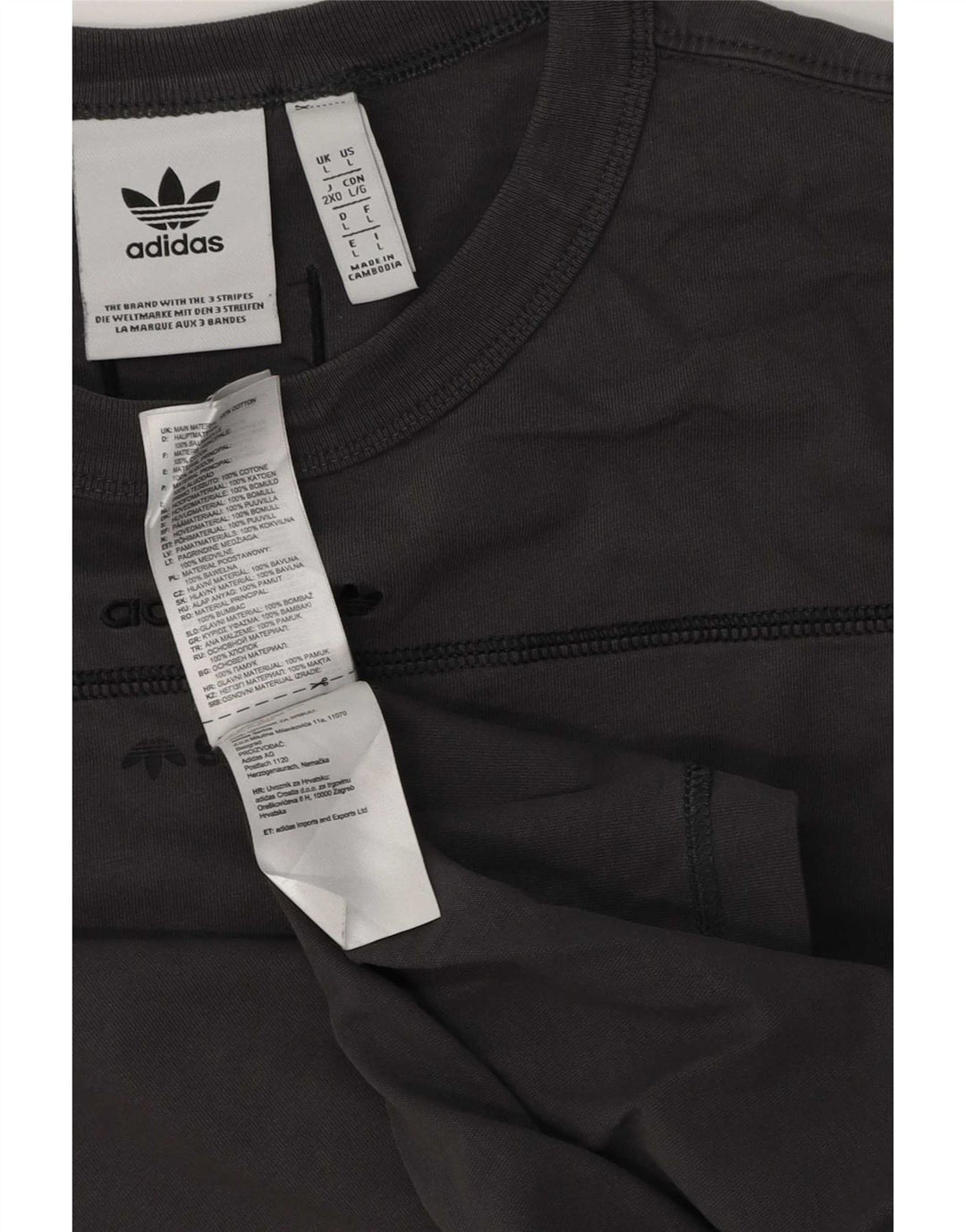Adidas T-Shirt Homme Haut Large Gris Coton