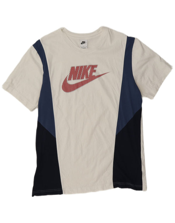 Nike T-shirt graphique pour homme en coton color block Blanc Large