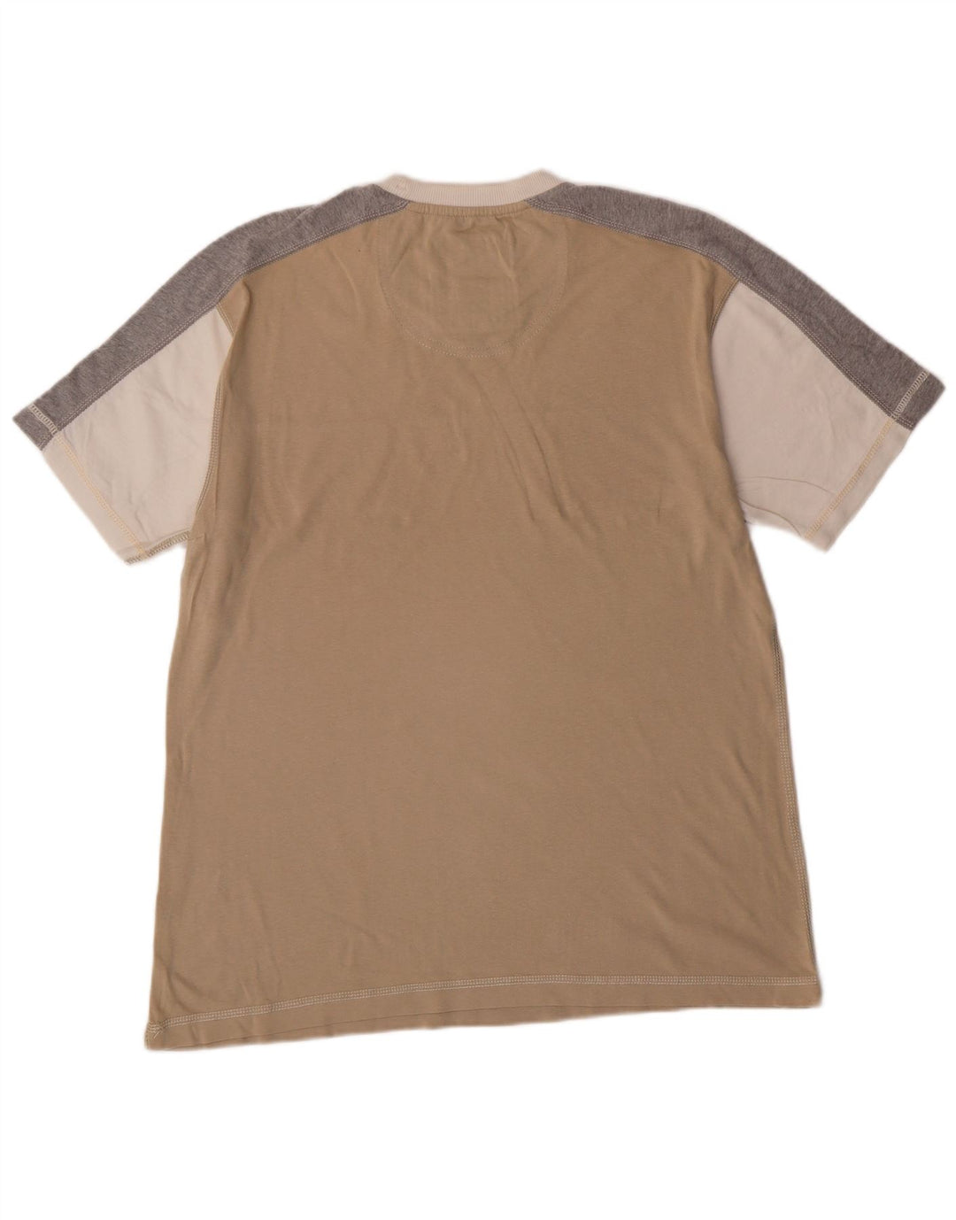 Champion T-Shirt Graphique Homme Large Beige Colourblock