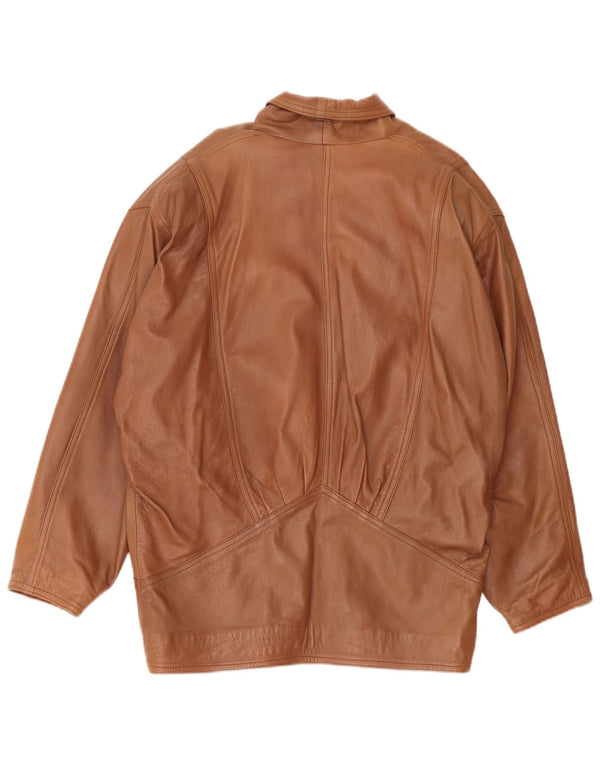 Veste en cuir surdimensionnée femme vintage UK 18 XL Cuir Marron