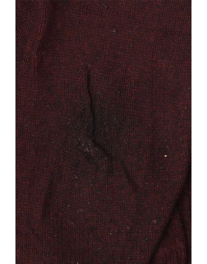 Marks & Spencer Pull à col zippé pour homme en laine d'agneau bordeaux Taille L