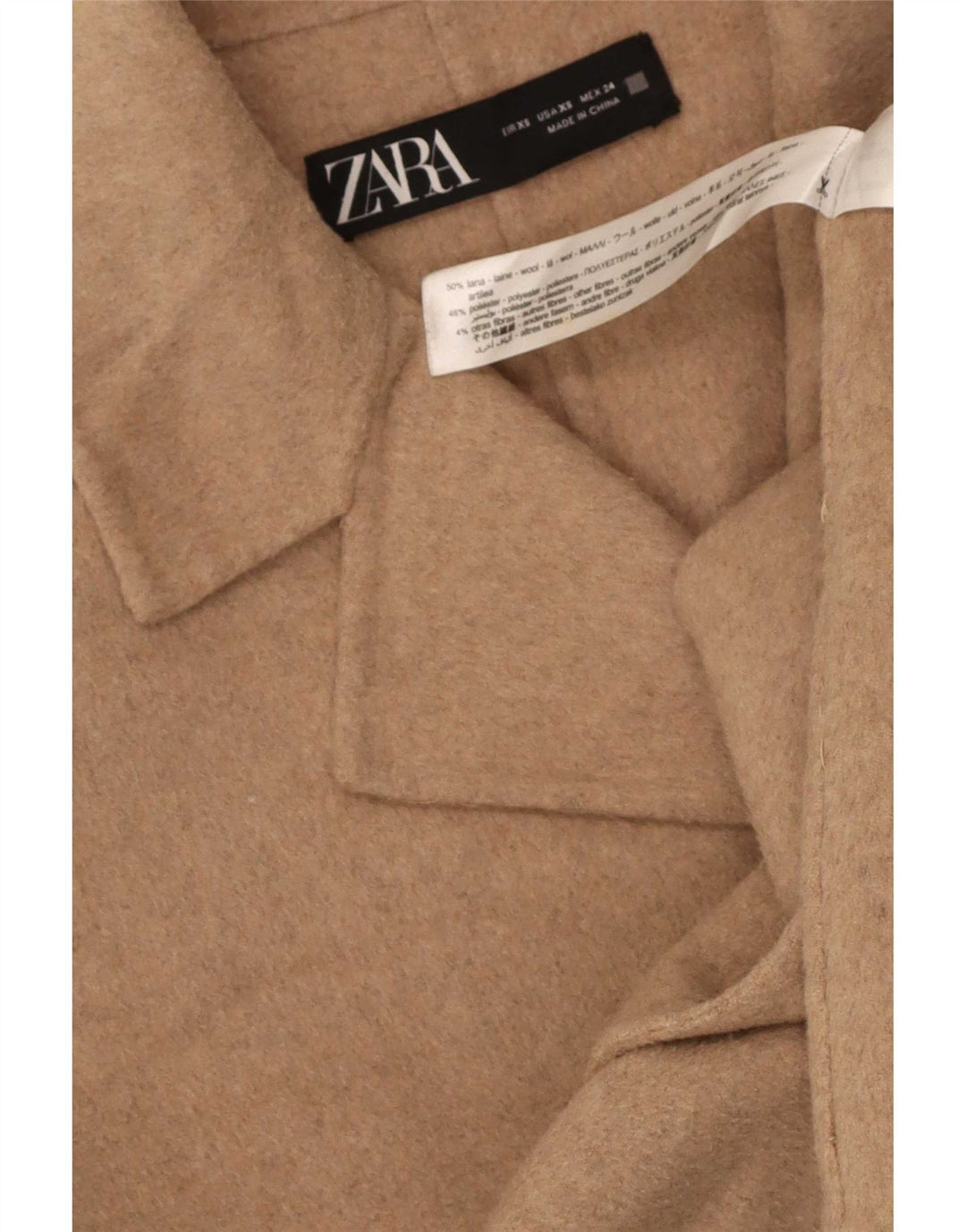 Zara Femme Manteau Oversize UK 6 XS Laine Beige