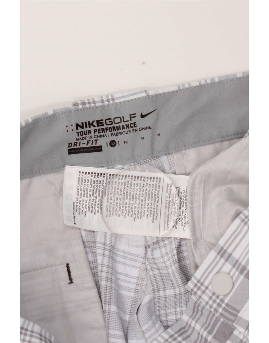 Nike Short chino Dri Fit W32 pour homme en polyester gris moyen à carreaux