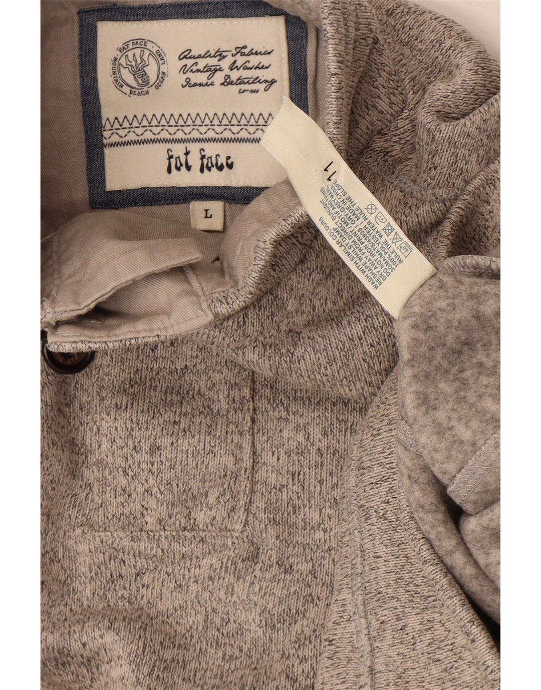 FAT FACE Sweat-shirt Airlie à col boutonné pour homme, grand gris moucheté