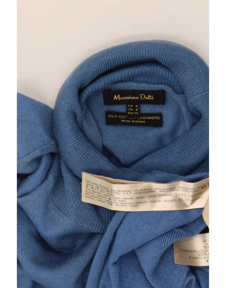 Massimo Dutti Pull col roulé pour femme UK 14 Bleu moyen Soie