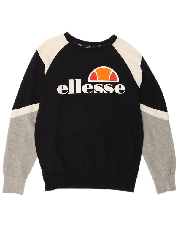 Ellesse Sweat-shirt graphique pour femme UK 10 Small Noir Colourblock