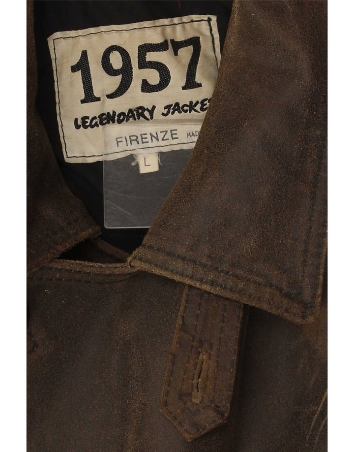 Legendary Jacket 1957 Manteau en cuir double boutonnage pour homme UK 40 Large Marron